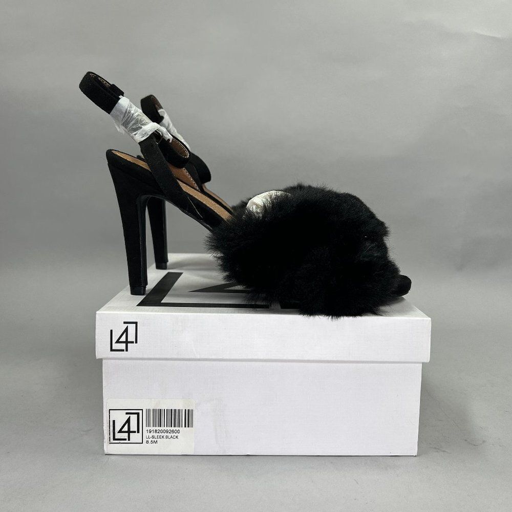 L4L Heels Women's Size 8.5 Black Sleek Faux‎ Fur Heels